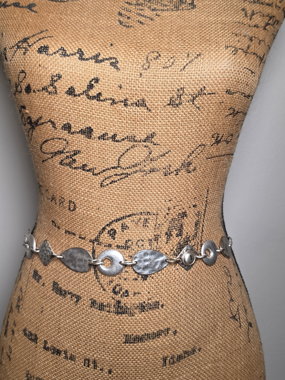 Chico's Silver Hammered Linked Disc Belt